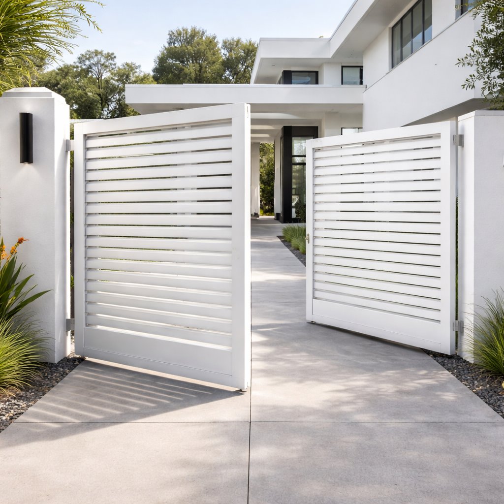 Palm trees iron gate